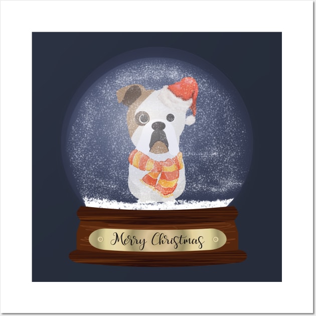 English Bulldog Christmas Gift Wall Art by DoggyStyles